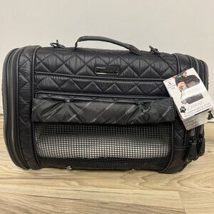 Joan & David 20” Diamond Quilted Travel Pet Carrier Backpack Black JDB2358 $290